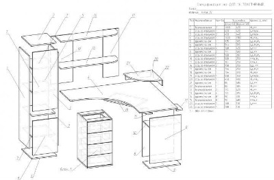 схема сборки компьютерного стола